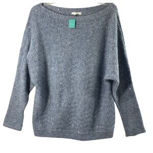 Maurices Sweater Women XL Blue Silver Thread Sequin Pullover Party Event Holiday